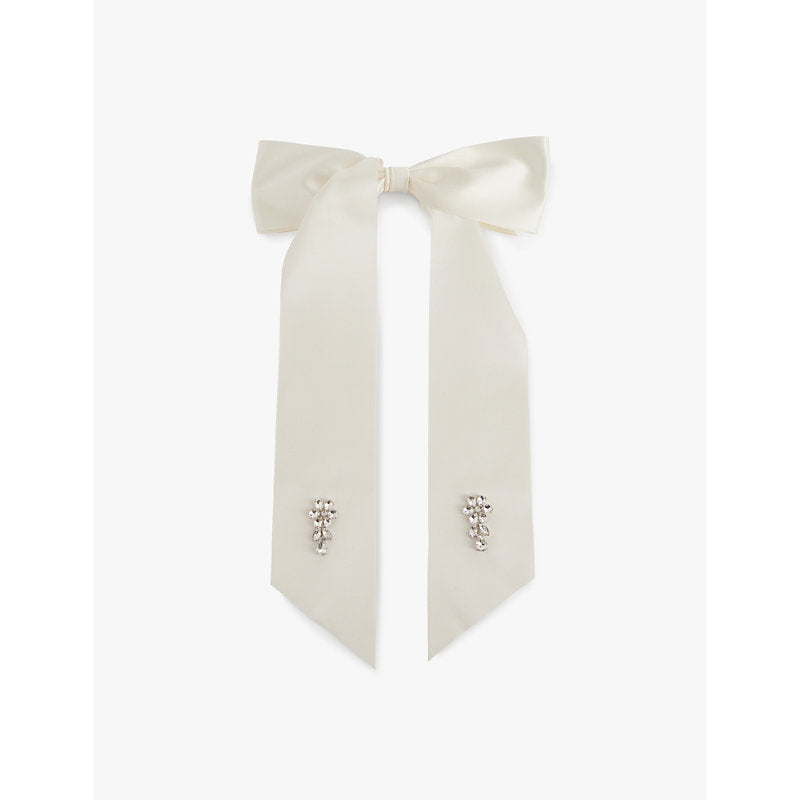 Simone Rocha Crystal-embellished bow satin barrette