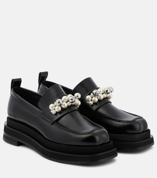 Simone Rocha Embellished leather platform loafers