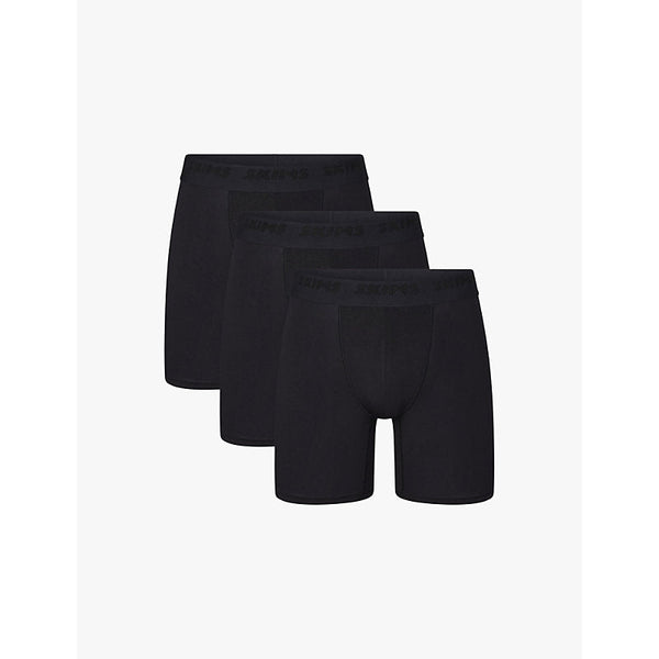 Mens Skims Branded-waistband 5in pack of three stretch-modal boxer briefs