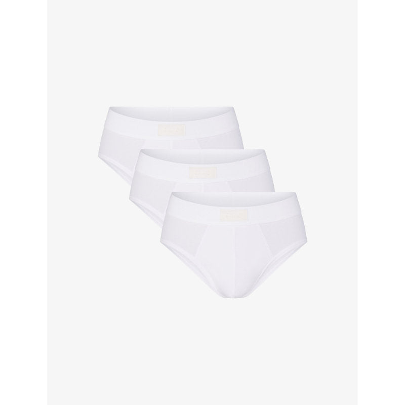 Mens Skims Branded-waistband pack of three stretch-cotton briefs