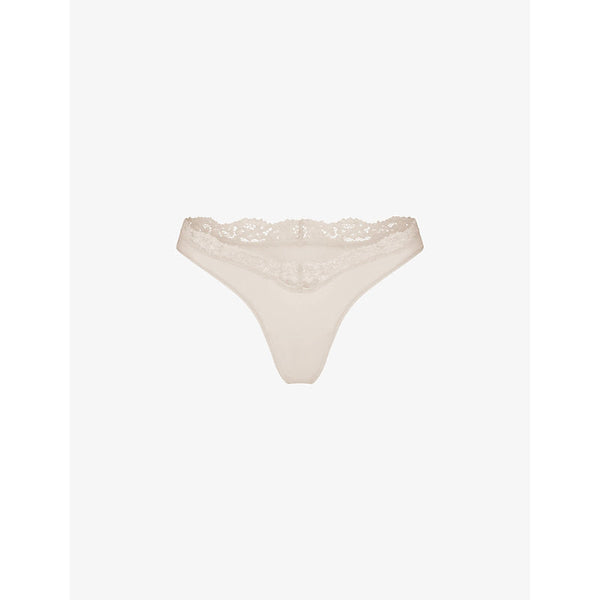 Womens Skims Lace-trim low-rise stretch-woven thong