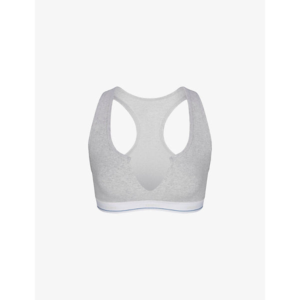 Womens Skims Slit-front ribbed stretch-cotton bralette