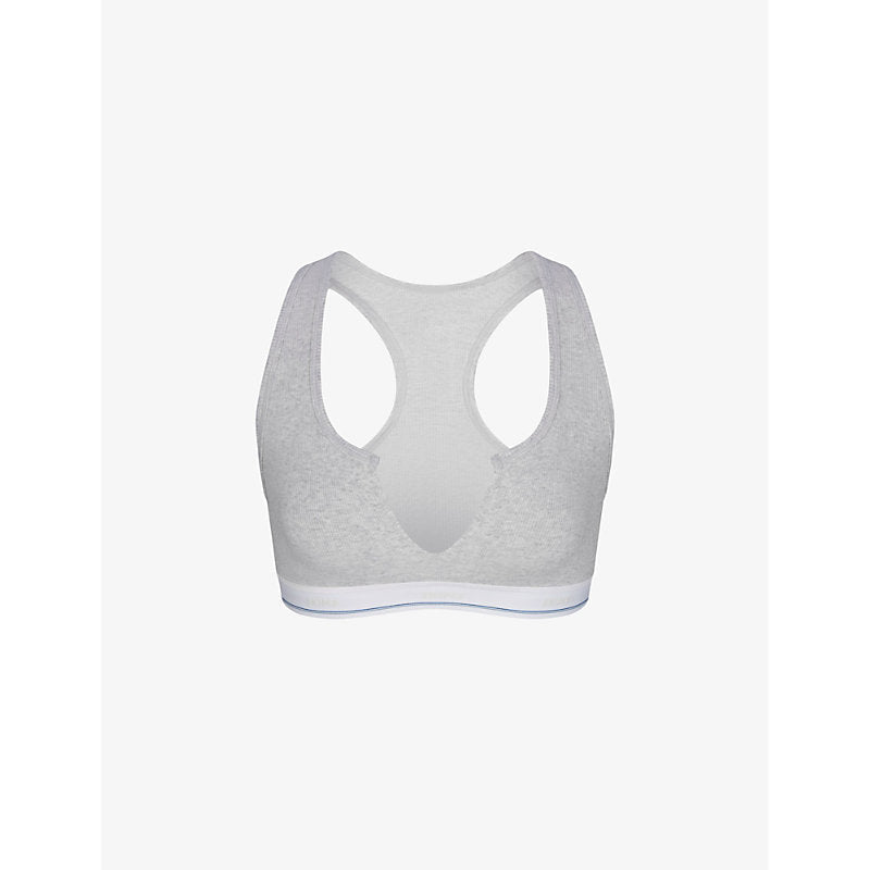 Womens Skims Slit-front ribbed stretch-cotton bralette