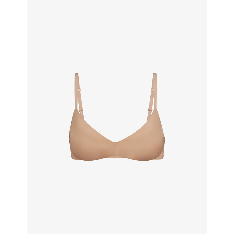 Womens Skims Wireless Form logo-embossed plunge stretch-cotton bra