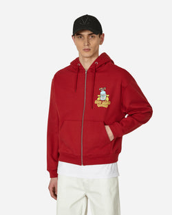 Sky High Farm Flatbush Printed Zipped Hooded Sweatshirt Red