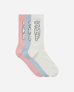 Sky High Farm 3 Pack Cloud Logo Sock Multicolor