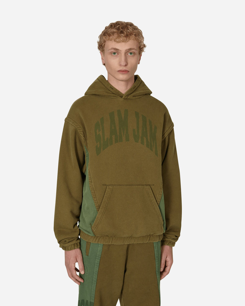 Slam Jam Panel Hooded Sweatshirt Green / Brown