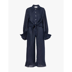 Sleeper Rumba ruffled-cuff linen pyjama set