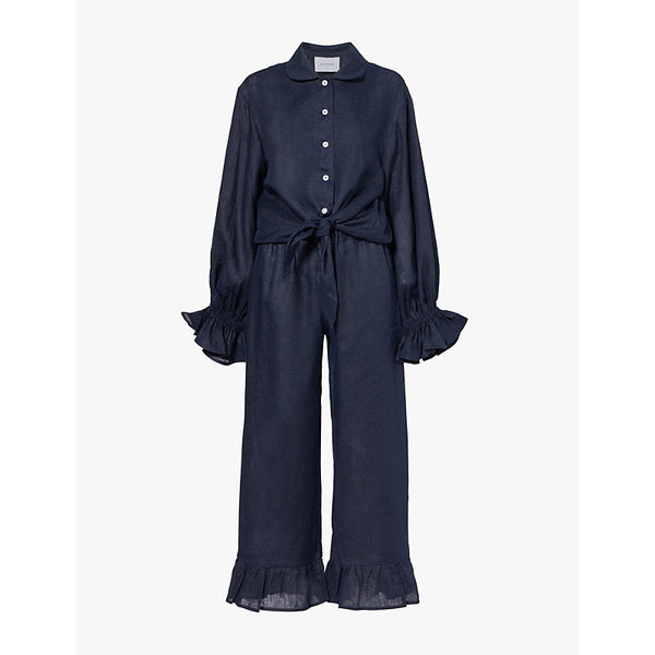 Womens Sleeper Rumba ruffled-cuff linen pyjama set