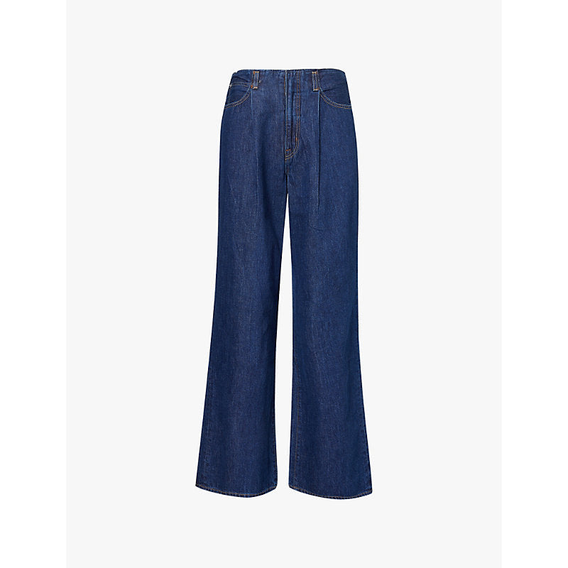 Slvrlake Taylor pleated wide-leg mid-rise jeans