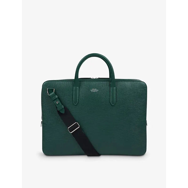 Smythson Panama logo-embossed slim leather briefcase | Smythson