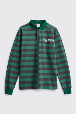 Très Bien Sneeze Offset Rugby Sweater Dark Navy Bottle Green