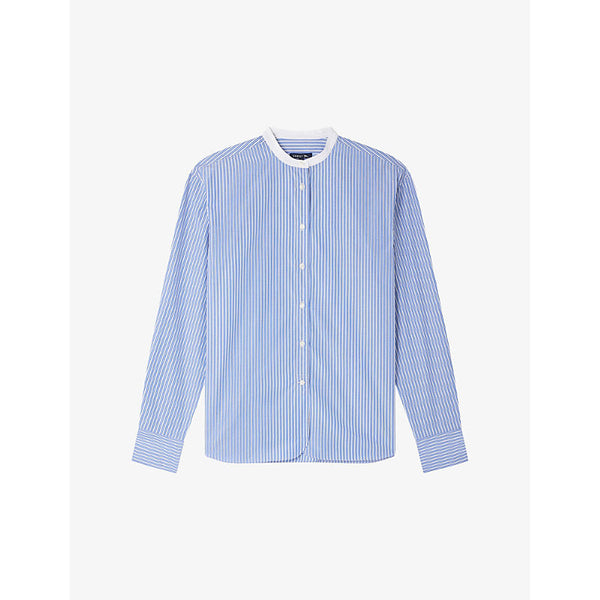 Soeur Bermudes contrast-collar striped cotton shirt | LYBSTORE