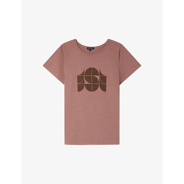 Womens Soeur Val monogram organic-cotton and linen jersey T-shirt