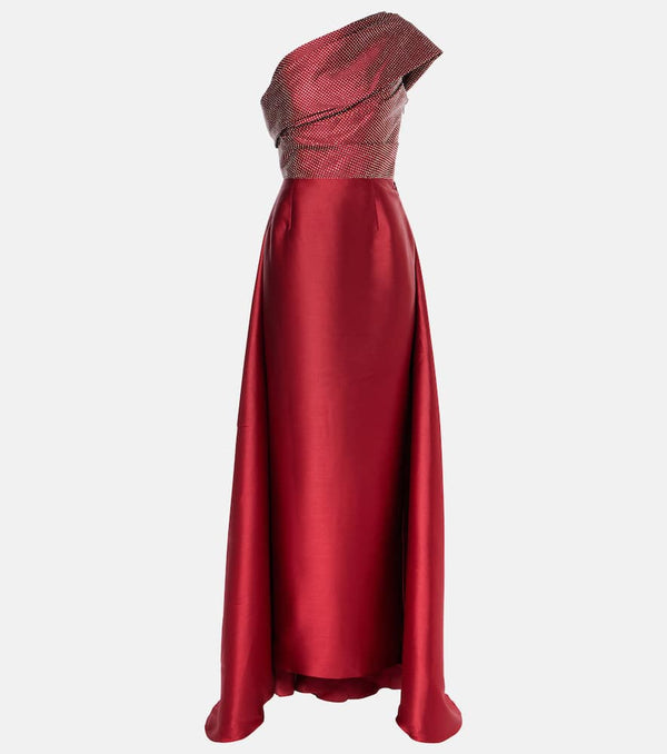 Solace London Alba embellished draped satin gown