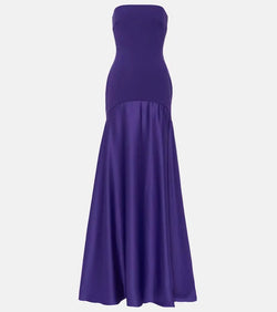 Solace London Alessandra off-shoulder satin gown | LYBSTORE