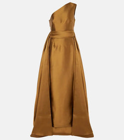 Solace London Charo one-shoulder twill gown