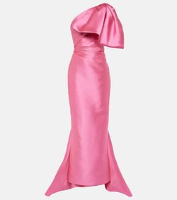 Solace London Priya bow-detail draped satin gown | LYBSTORE