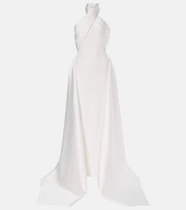 Solace London Rumi twill and crêpe gown