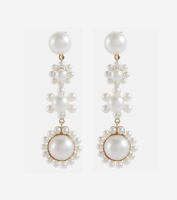 Sophie Bille Brahe Fleur Jeanne 14kt gold earrings with freshwater pearls | LYBSTORE