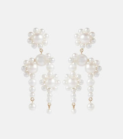 Sophie Bille Brahe Fontaine Marguerite 14kt gold earrings with pearls