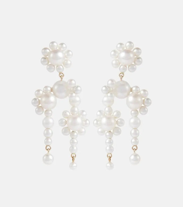 Sophie Bille Brahe Fontaine Marguerite 14kt gold earrings with pearls