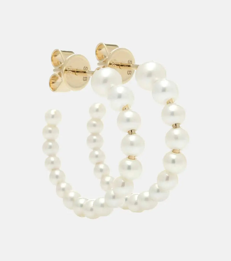 Sophie Bille Brahe Marco 14kt gold and pearl hoop earrings