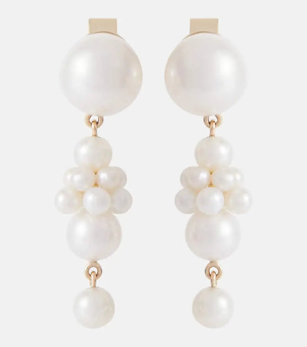 Sophie Bille Brahe Petite Tulip 14kt yellow gold earrings with pearls