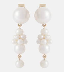 Sophie Bille Brahe Petite Tulip 14kt yellow gold earrings with pearls | LYBSTORE