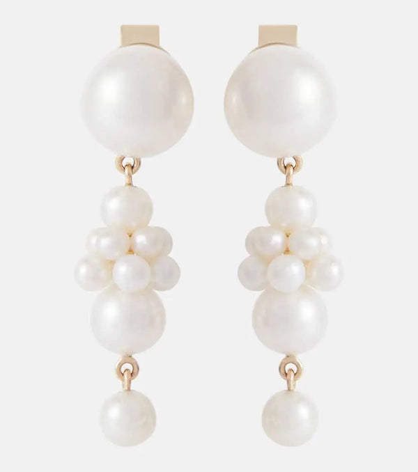 Sophie Bille Brahe Petite Tulip 14kt yellow gold earrings with pearls | LYBSTORE