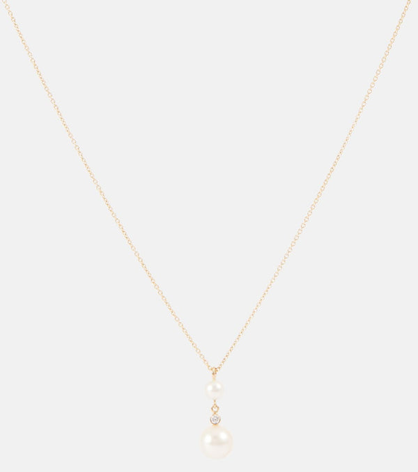 Sophie Bille Brahe Rêve Simple 14kt gold necklace with diamonds and pearls