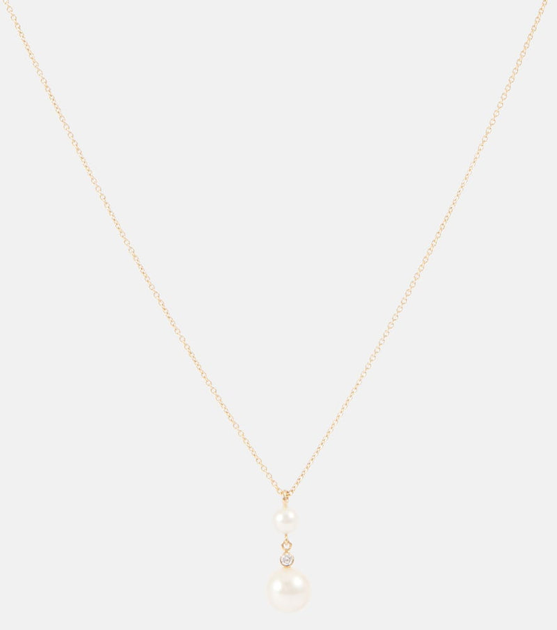 Sophie Bille Brahe Rêve Simple 14kt gold necklace with diamonds and pearls