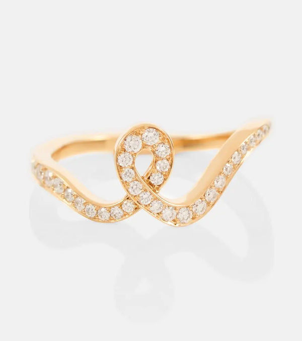 Sophie Bille Brahe Ruban de Diamant 18kt yellow gold ring with diamonds | LYBSTORE