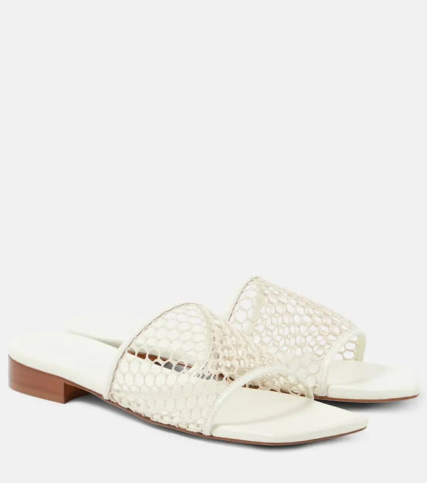 Souliers Martinez Chica leather-trimmed mesh slides | LYBSTORE