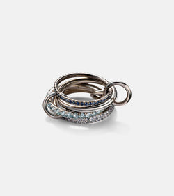 Spinelli Kilcollin Iris sterling silver linked ring with sapphires, aquamarine and tanzanite