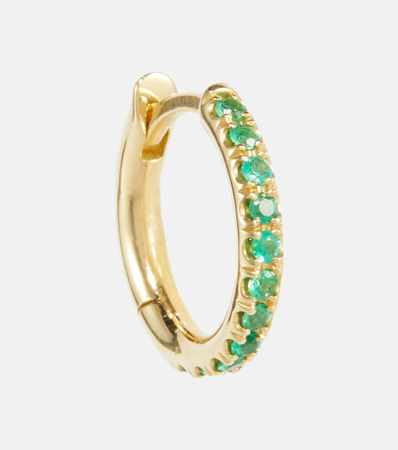 Spinelli Kilcollin Micro 18kt gold single hoop earring with emeralds