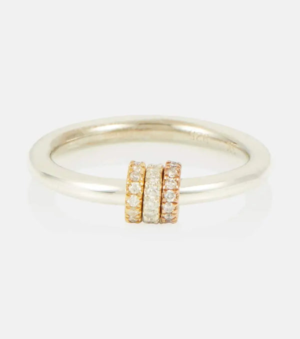 Spinelli Kilcollin Sirius sterling silver and 18kt gold ring with diamonds | LYBSTORE