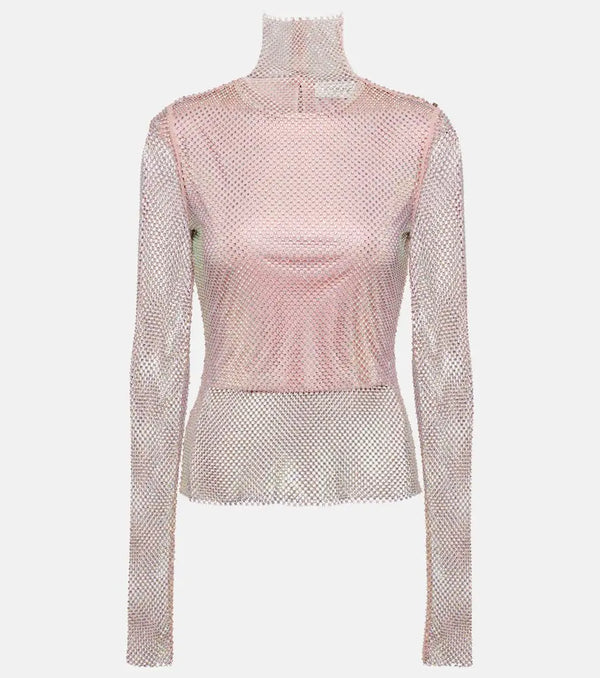 Sportmax Fishnet embellished turtleneck top