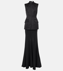 Sportmax Satin and crêpe de Chine gown