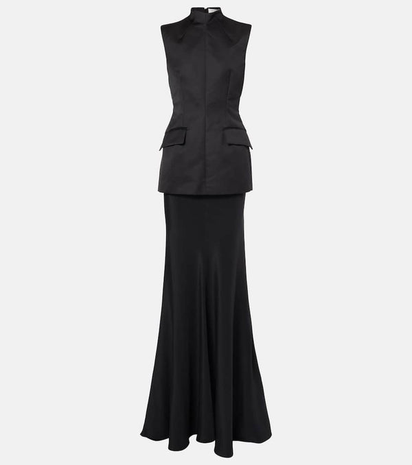 Sportmax Satin and crêpe de Chine gown