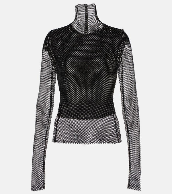 Sportmax Valdai embellished fishnet crop top | LYBSTORE