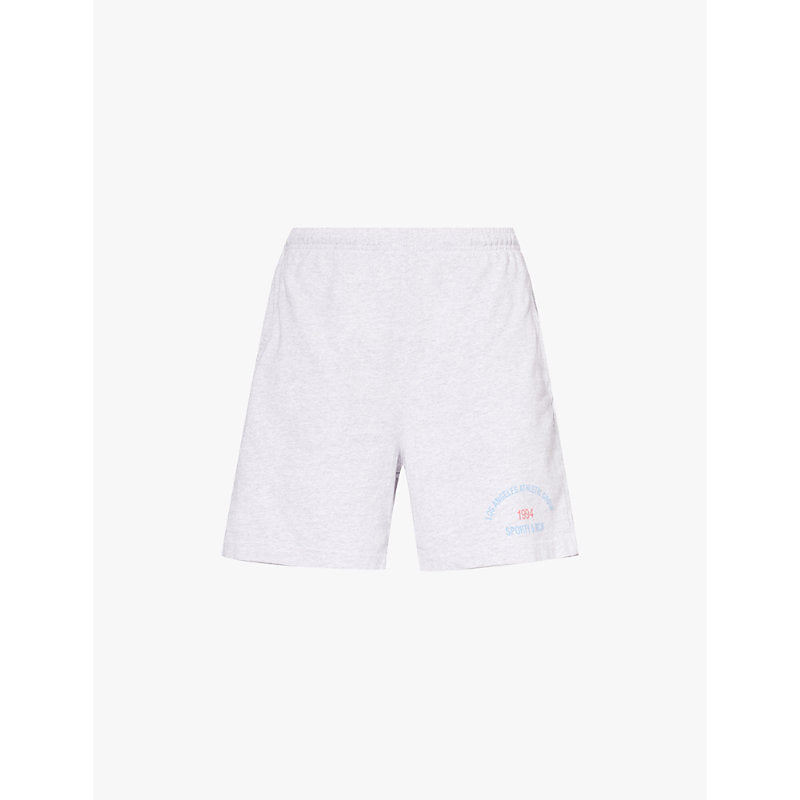 Womens Sporty & Rich Logo text-print elasticated-waist cotton-blend shorts