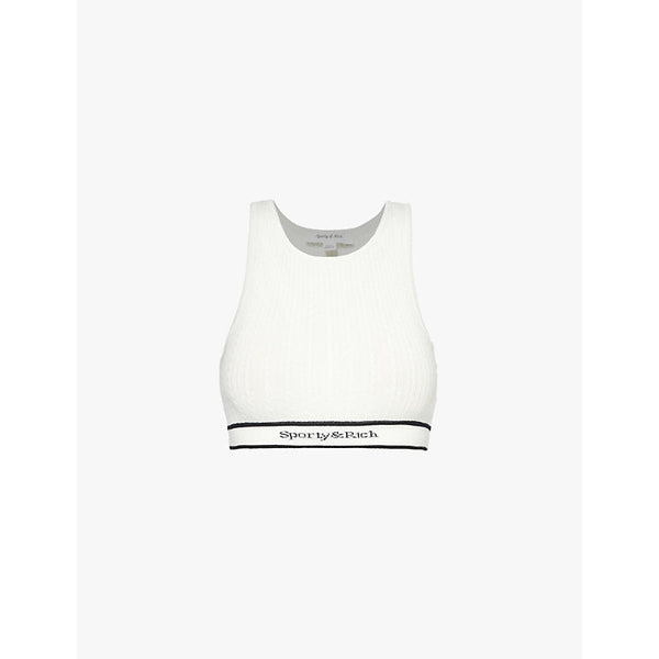 Sporty & Rich Serif-logo cable-knit cropped tank top | LYBSTORE