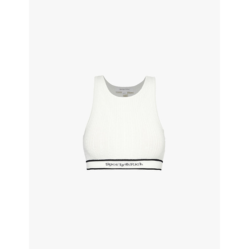 Sporty & Rich Serif-logo cable-knit cropped tank top | LYBSTORE