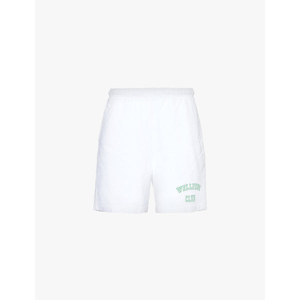 Mens Sporty & Rich Wellness Club flocked-logo cotton-jersey shorts