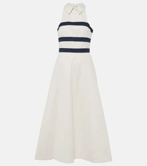 Staud Captain striped cotton chino midi dress | LYBSTORE