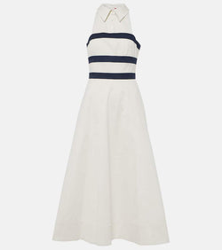 Staud Captain striped cotton chino midi dress