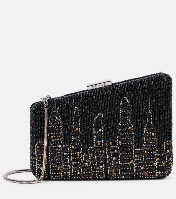 Staud Carmella NYC Skyline beaded clutch