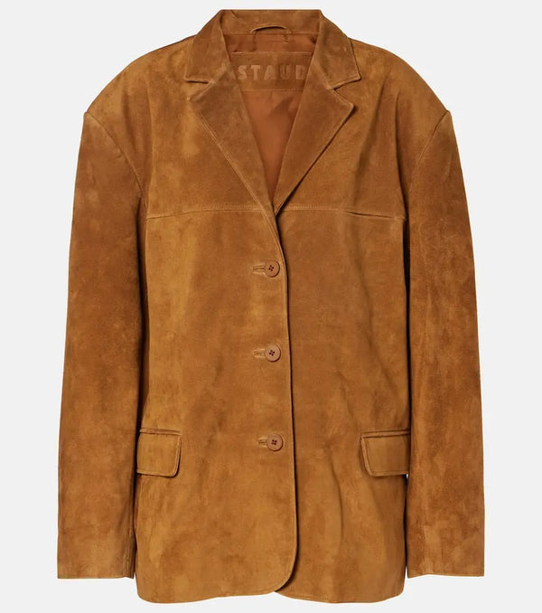 Staud Corrine single-breasted suede jacket | LYBSTORE