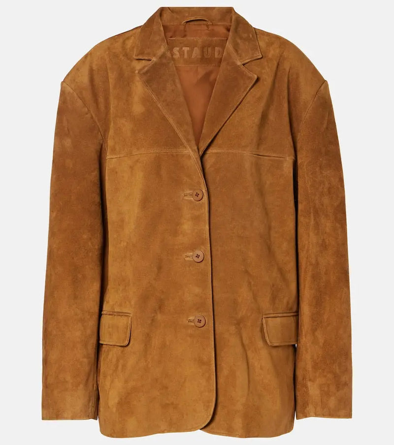 Staud Corrine single-breasted suede jacket